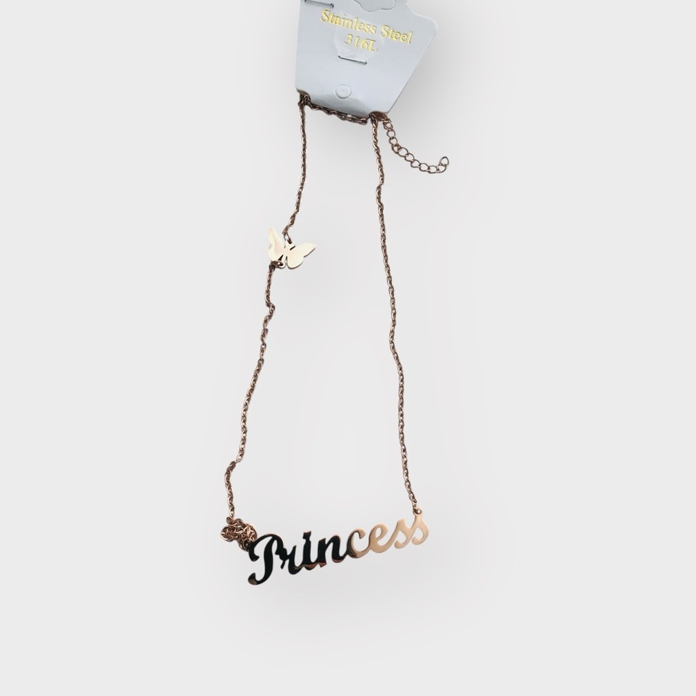 Rose Gold Titanium Stainless Steel Princess Necklace Custom Handcrafted - Picture 10 of 11